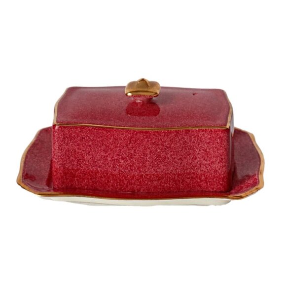 Vintage Royal Winton Grimwades Covered Butter Dish Mottled Pink 5333 - Picture 2 of 8